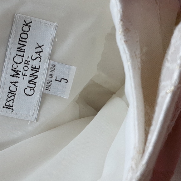 Jessica McClintock for Gunne Sax sz 5 Juniors cream and embossed prom dress NWT - Picture 6 of 10